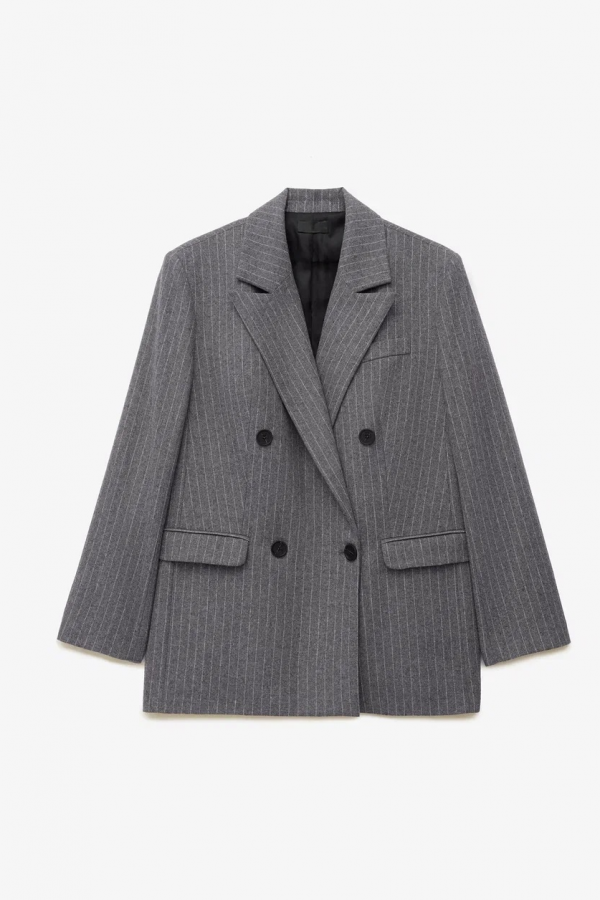 A 0135.55 Жакет двубортный в полоску, Серый