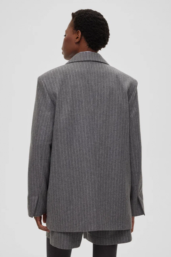 A 0135.55 Жакет двубортный в полоску, Серый