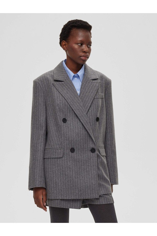 A 0135.55 Жакет двубортный в полоску, Серый
