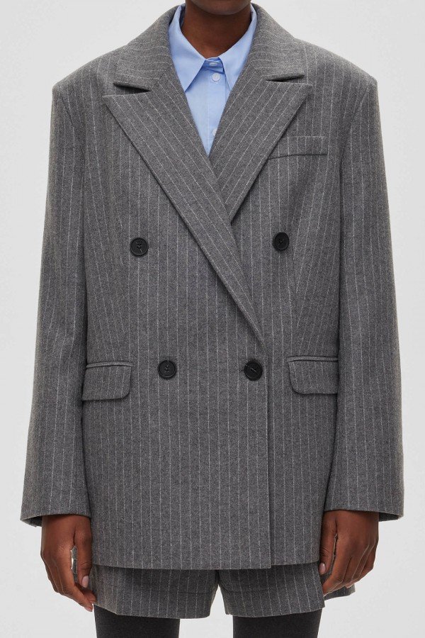 A 0135.55 Жакет двубортный в полоску, Серый