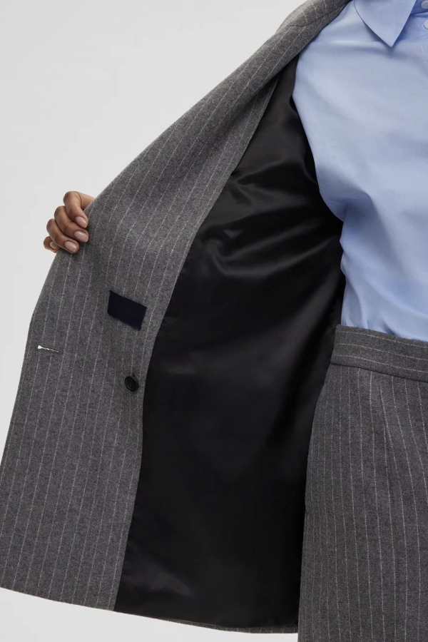 A 0135.55 Жакет двубортный в полоску, Серый