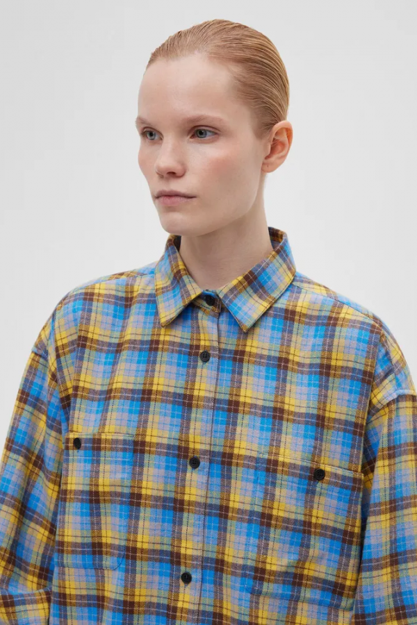 A 0094.11 Рубашка фланелевая в клетку сине-жёлтый