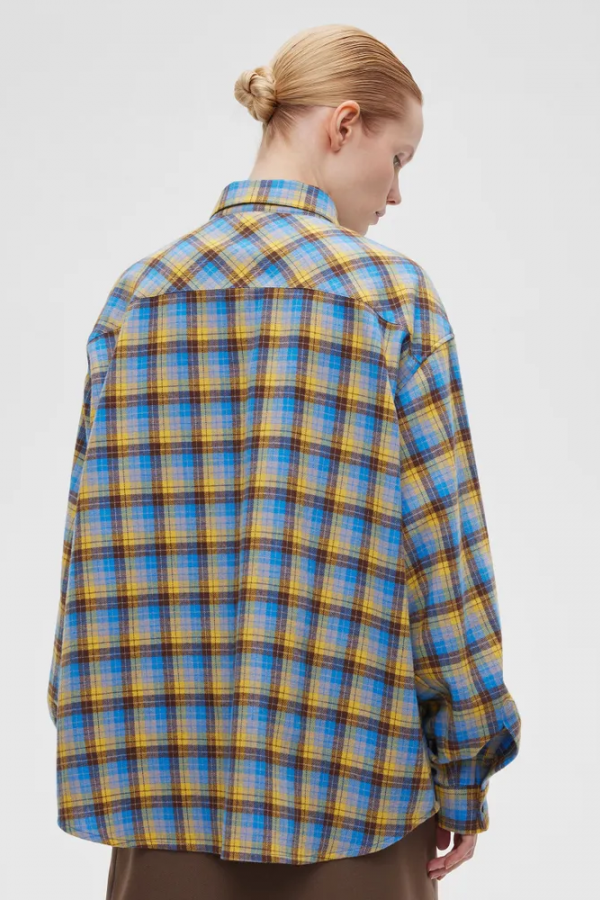 A 0094.11 Рубашка фланелевая в клетку сине-жёлтый