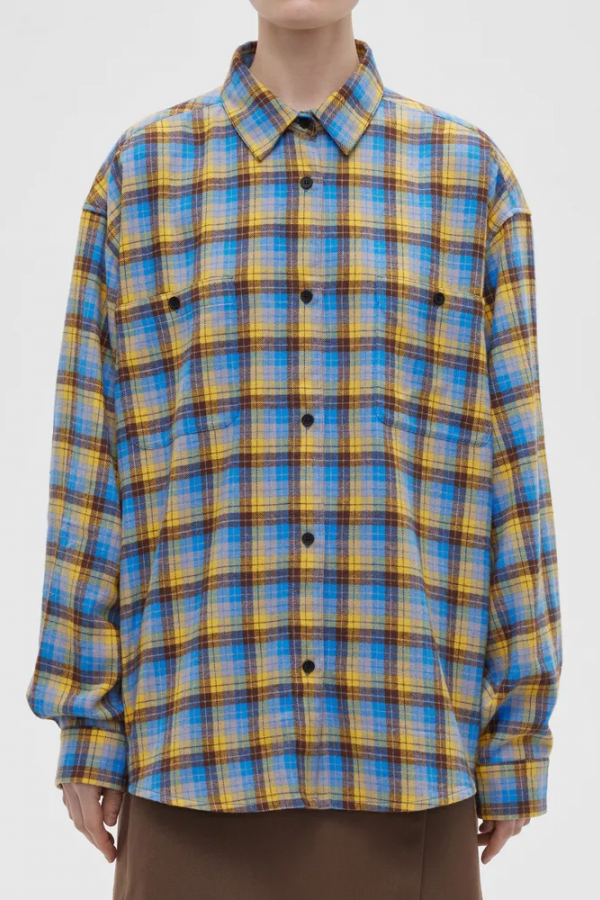 A 0094.11 Рубашка фланелевая в клетку сине-жёлтый