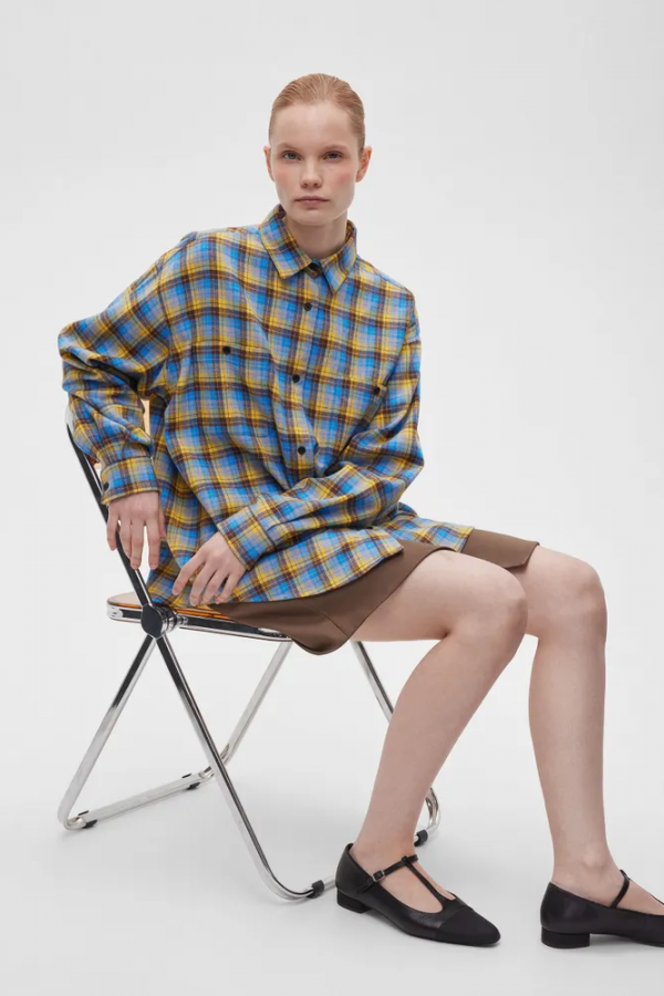 A 0094.11 Рубашка фланелевая в клетку сине-жёлтый