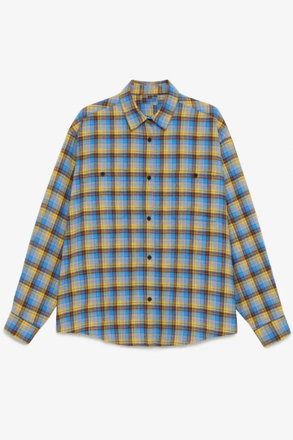 A 0094.11 Рубашка фланелевая в клетку сине-жёлтый
