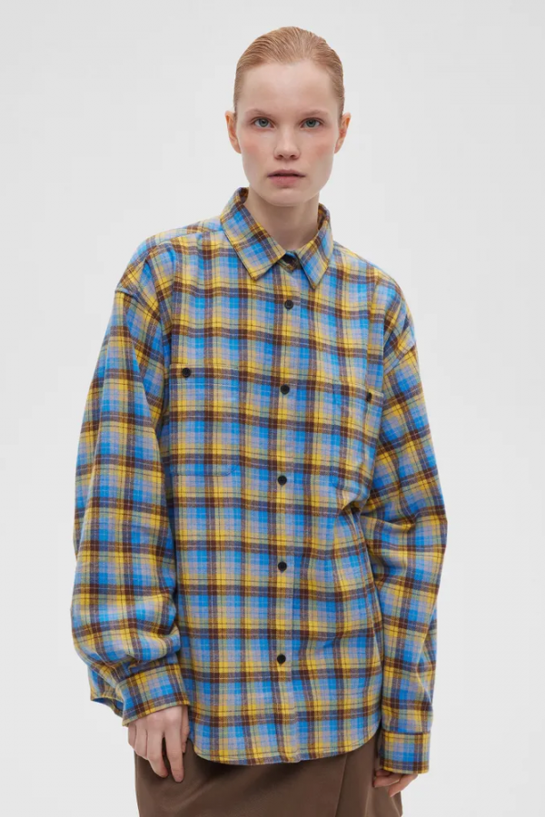 A 0094.11 Рубашка фланелевая в клетку сине-жёлтый