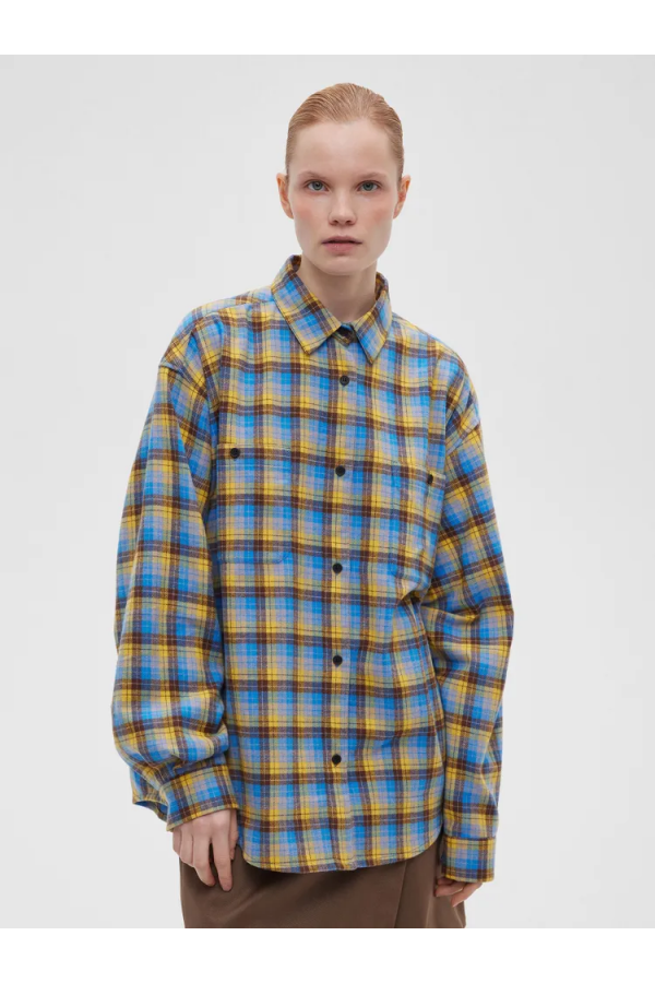 A 0094.11 Рубашка фланелевая в клетку сине-жёлтый