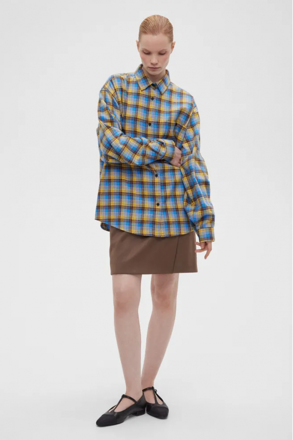 A 0094.11 Рубашка фланелевая в клетку сине-жёлтый