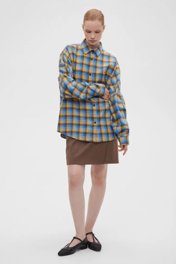 A 0094.11 Рубашка фланелевая в клетку сине-жёлтый