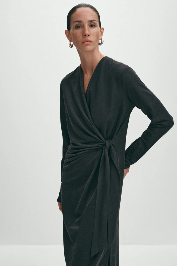 El W0801.58 Трикотажное платье на запах черный