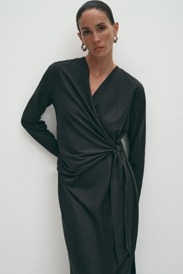 El W0801.58 Трикотажное платье на запах черный