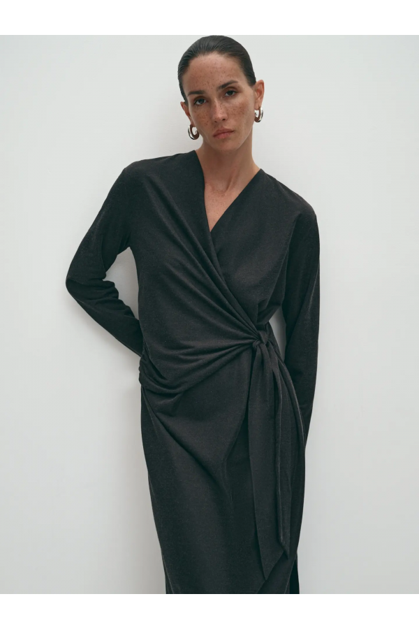 El W0801.58 Трикотажное платье на запах черный