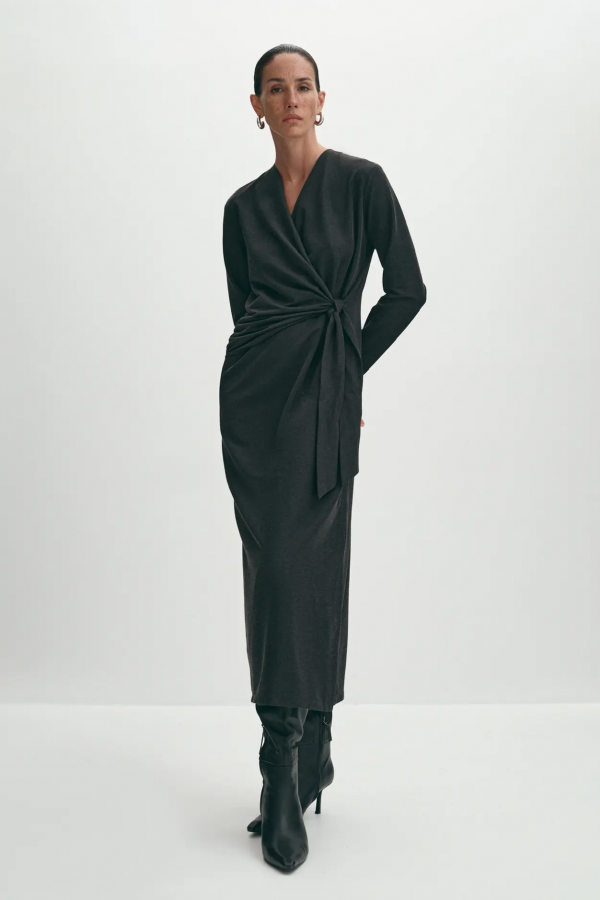 El W0801.58 Трикотажное платье на запах черный