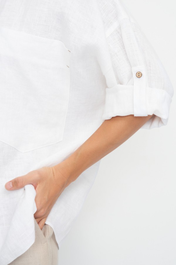 E 3435.50 Блузка женская лняная белый E 3435.50 Блузка женская лняная белый