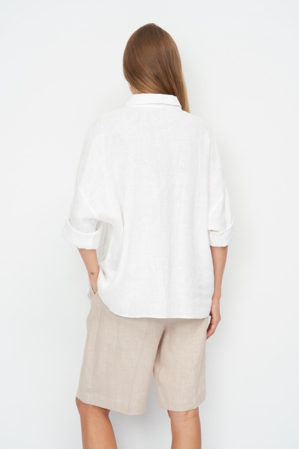 E 3435.50 Блузка женская лняная белый E 3435.50 Блузка женская лняная белый