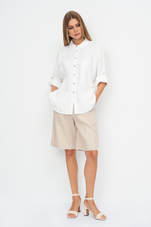 E 3435.50 Блузка женская лняная белый E 3435.50 Блузка женская лняная белый