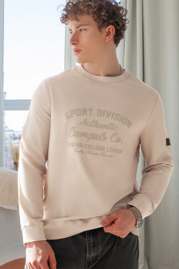 V M49027.12 Свитшот муж бежевый