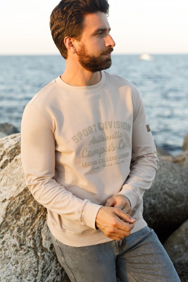 V M49027.12 Свитшот муж бежевый