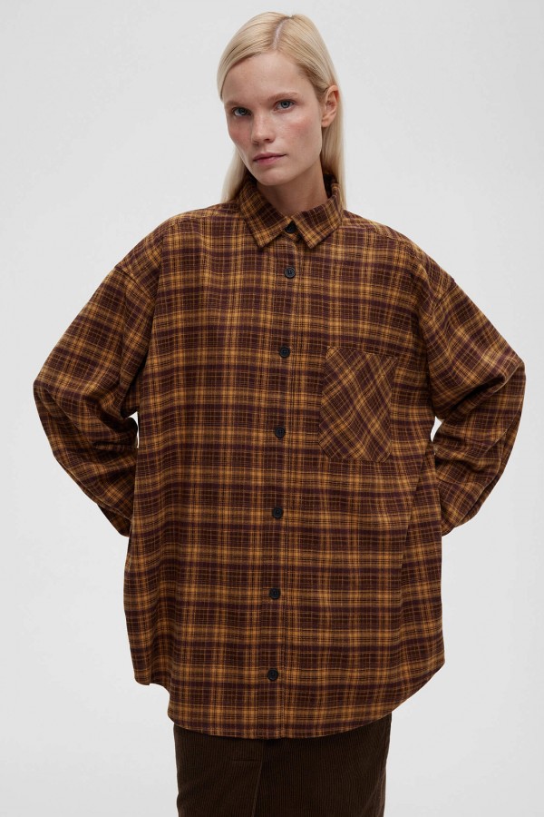 A 0164.11 Рубашка в клетку желто-коричневый