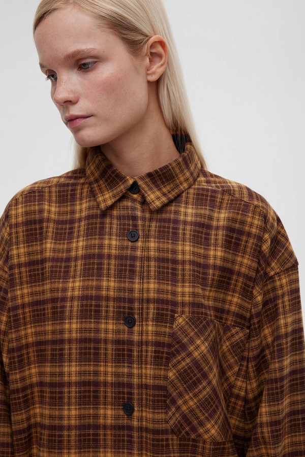A 0164.11 Рубашка в клетку желто-коричневый