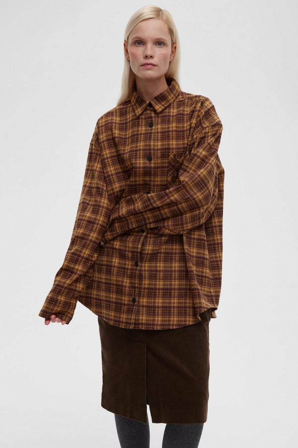 A 0164.11 Рубашка в клетку желто-коричневый