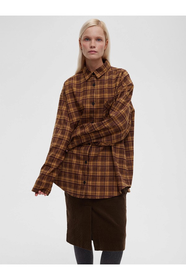 A 0164.11 Рубашка  в клетку желто-коричневый