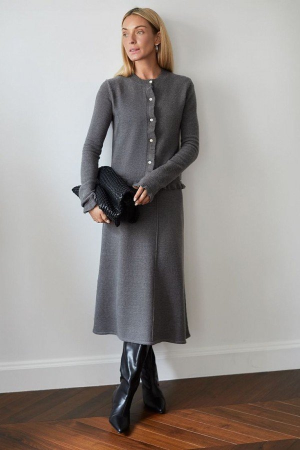 V W149.56 Кардиган жен темно-серый меланж