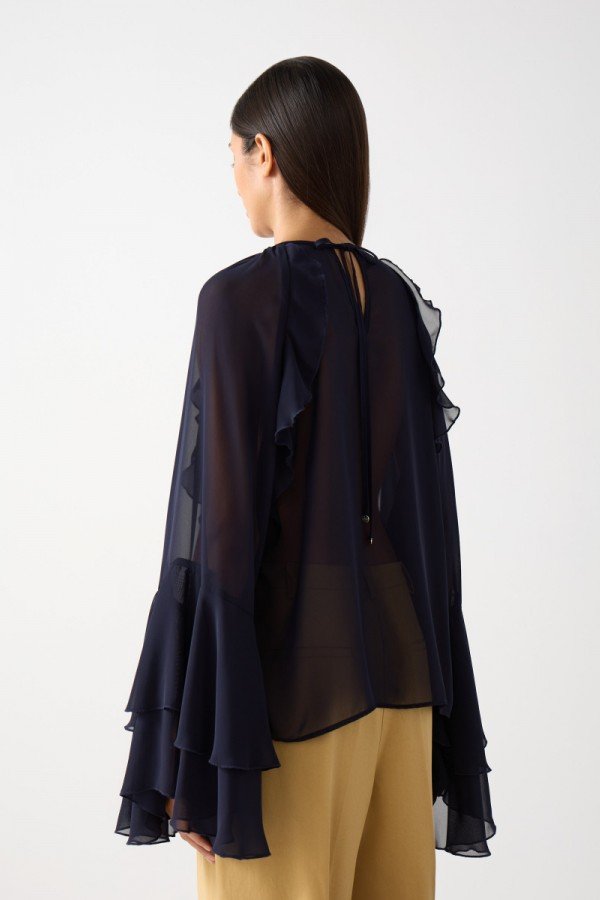 CS W250461.67 Блуза с воланами темно-синий