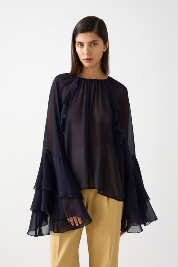 CS W250461.67 Блуза с воланами темно-синий
