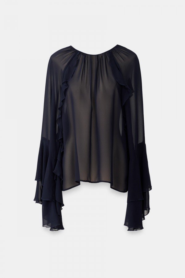 CS W250461.67 Блуза с воланами темно-синий