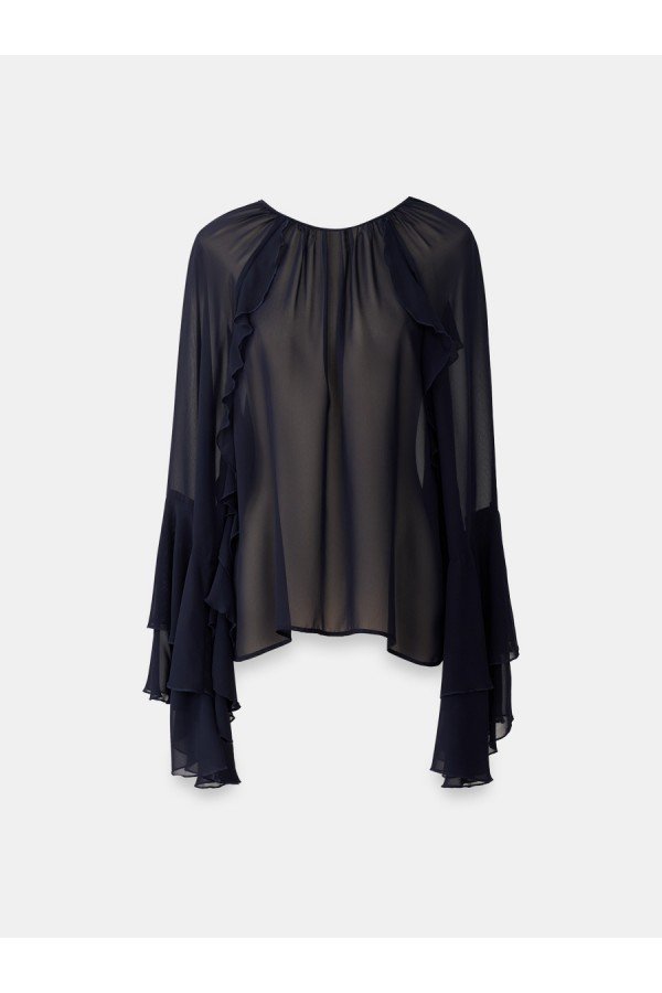 CS W250461.67 Блуза с воланами темно-синий