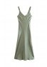 TRF0711.42 Платье миди атласное оливковое