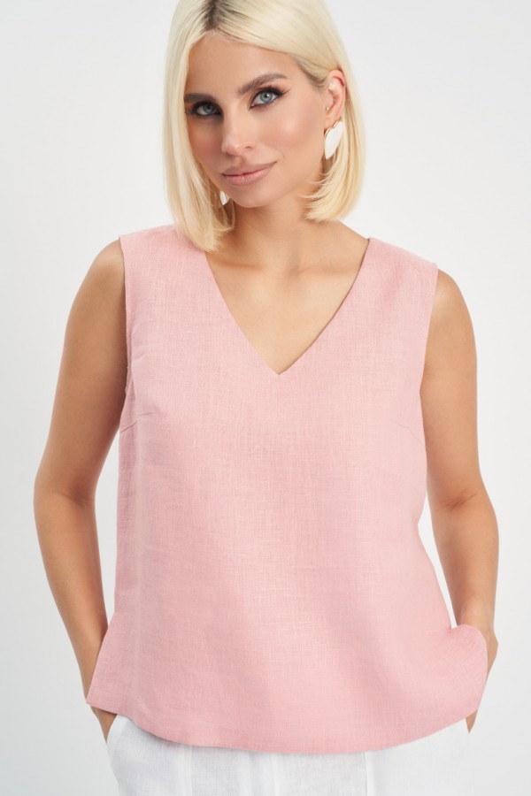 E 52117.72 Блузка женская лен розовый