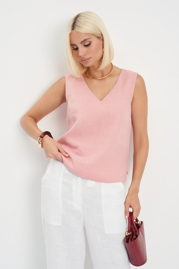 E 52117.72 Блузка женская лен розовый