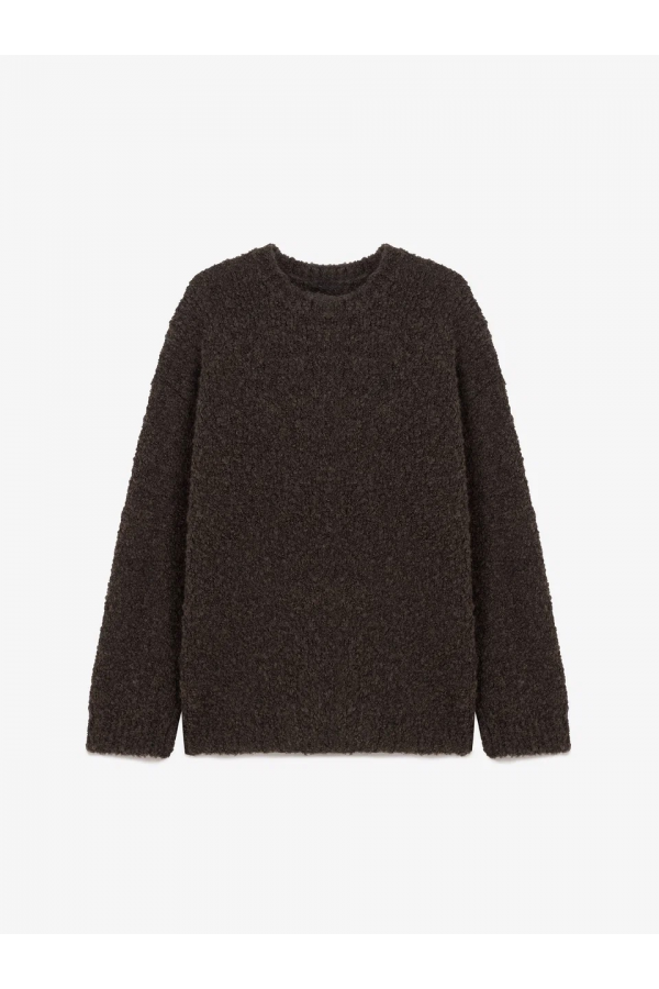 A 3229.16 Джемпер букле из альпаки со спущенным плечом, коричневый