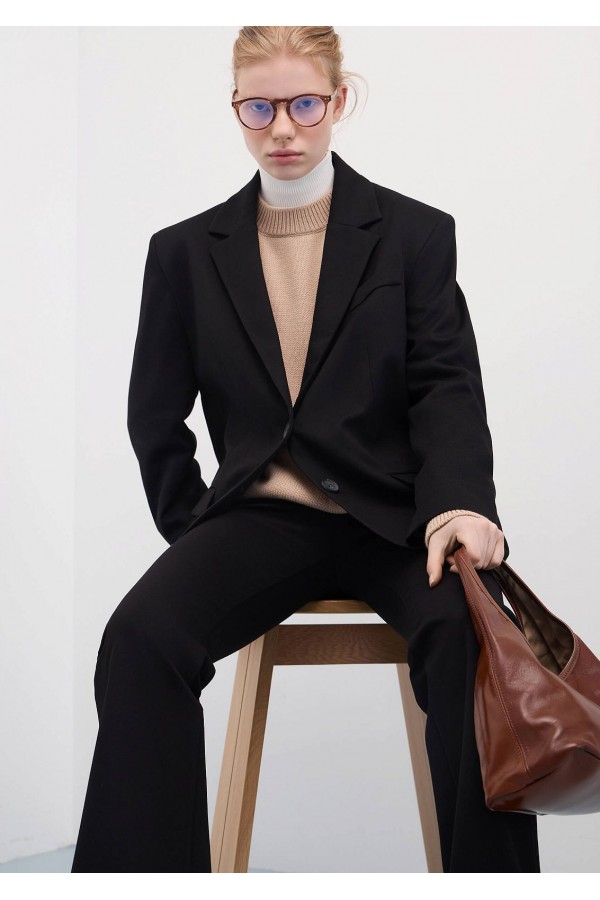 A 1502.58 Жакет свободного кроя однобортный черный