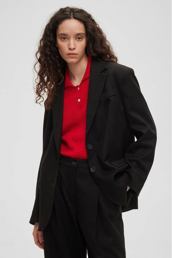 A 1502.58 Жакет свободного кроя однобортный черный